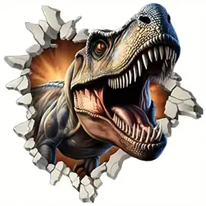2pc Fierce Dinosaur Cracked Iron-On Transfer Patches, Washable PVC for T-Shirts, Jeans, Sweaters, Bags, Pillows, Vibrant Blue and Design