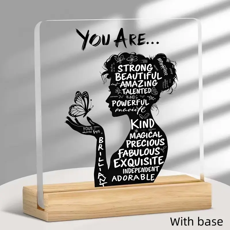 Inspirational Acrylic Desktop Decor, Room Decor, Positive Affirmations, Elegant 2D Design, Acrylic Plaque Decor, Perfect Gift for Home Office Cafe, Birthday Graduation Holidays, Acrylic Desktop Ornament