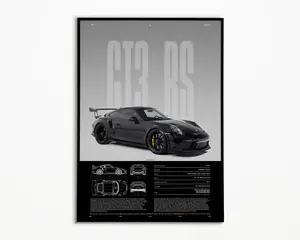 Porsche 911 GT3 RS Poster unframed  | 991.2 | Physical Print | Hyper Car Poster unframed  | Super Car Print | Art Print | Poster unframed  | Home Decor | Wall Decor