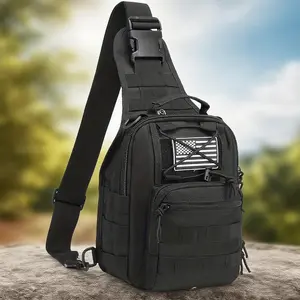 Men's Casual Nylon Crossbody Bag, Tactical Shoulder Bag with Adjustable Strap, Durable Zipper Closure, Breathable Design, Durable Molle Bag, Durable Chest Bag