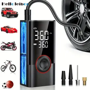 LEIBOO 150PSI Smart Air Pump Tire Inflator Portable Air Compressor with Digital Pressure Gauge for Car Bike Motorcycle Ball