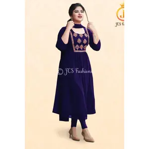 Embroidered Anarkali Dress with Bottom & Dupatta – Festive Ethnic Set