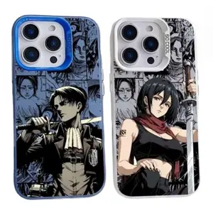 Anime Attack on Titan Mikasa Levi Ackerman Cool Phone Cases For iPhone 17 16 15 14 13 12 11 Promax Pro Max Plus Air Multicolor IMD Mattle Shockproof Protective Cover Best Gifts of Christmas Halloween Birthday Valentine