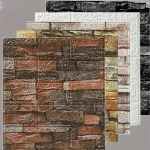 60pcs Self-Adhesive 3D Wall Stickers, Realistic Brick Wood Texture Decorative Wallpaper, Waterproof Xpe Material, Easy Clean Multi-Color Mix Bathroom