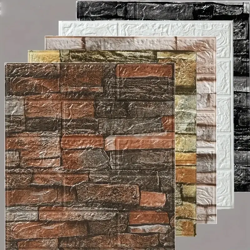 60pcs Self-Adhesive 3D Wall Stickers, Realistic Brick Wood Texture Decorative Wallpaper, Waterproof Xpe Material, Easy Clean Multi-Color Mix Bathroom