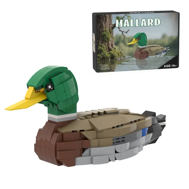 Mallard Duck Modular Block Set - 301-Piece MOC-199926 Plastic Building Bricks, Sturdy STEM Assembly Model Building Kit, Open-Ended Play DIY Craft Ideas, Brick Art Home Decor Collectible
