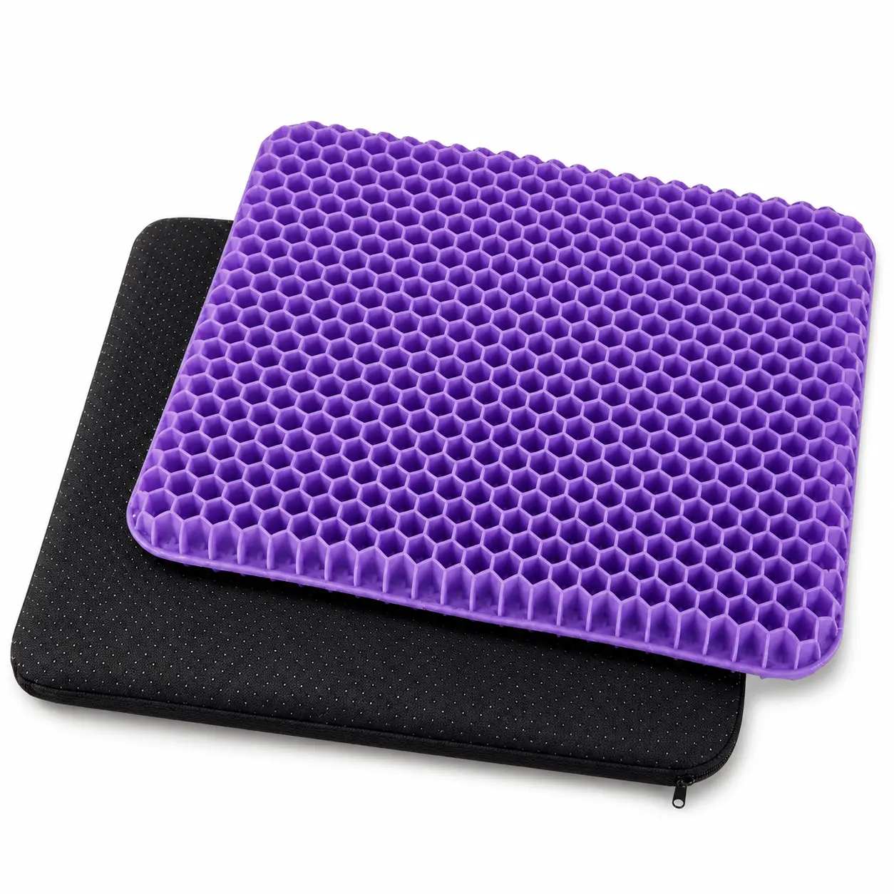 Honeycomb Gel Seat Cushion with Washable Non-Slip Cover, Portable Office Chair & Car Seat Pad, Purple
