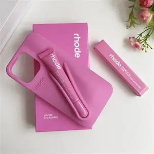 Trendy Rhode Makeup Storage iPhone Case with Built-In Lipstick Holder for iPhone 11 12 13 14 15 16 17 Pro Max – Cute Aesthetic Style