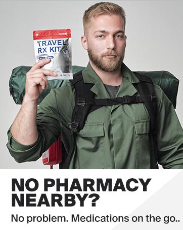 SURVIVEX Travel Medicine Kit - Compact TSA-Approved Medication Pack for Travel, Camping, Cruises - Includes Over-The-Counter Individual Medicine Packets