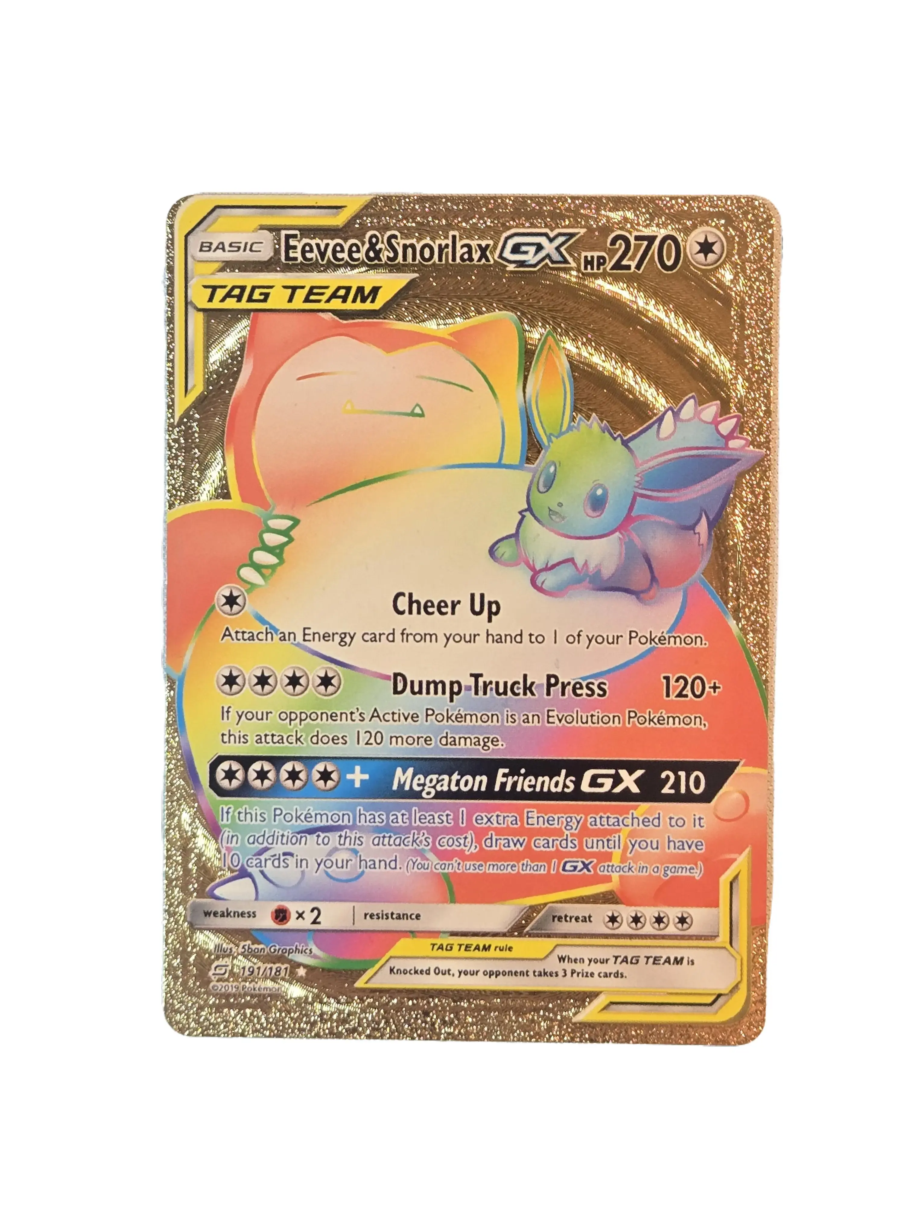 Snorlax & Eevee GX Gold Foil Fan Art card Snorlax & Eevee GX Gold Foil Fan Art card