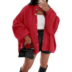 sueter para mujeres cardigan outfits christmas sweaters for women cardigan cardigan for women Saodimallsu Womens Oversized Cardigans Long Lantern Sleeve Button Down Chunky Knit Loose Fit Fall Sweater Coats