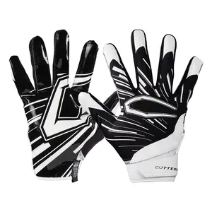 CUTTERS Game Day Pro Black/White Football Receiver Gloves - High Performance Grip, Lightweight Design, All-Weather Performance