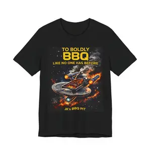 JK’s BBQ Pit “To Boldly BBQ” T-Shirt – Pitmaster Grilling Tee