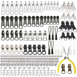 255- Zipper Repair Kit - Replacement Sliders (#3, #5, #8), Install Pliers Tool, and Zip Extension Pulls for Jackets, Luggage, Backpacks, Tents, and Sleeping Bags
