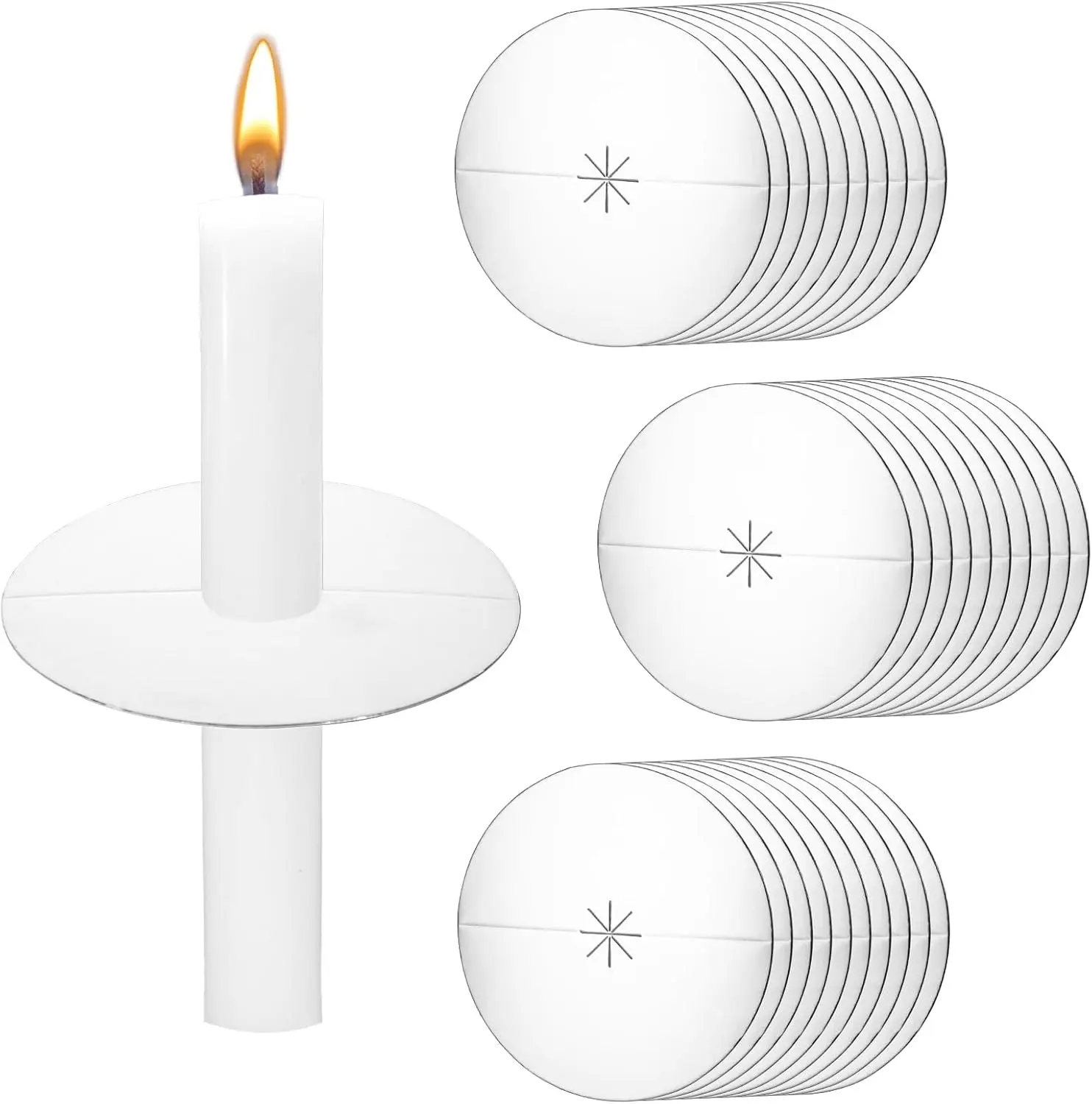 30 PCS Paper Candle Drip Protectors, Silver Candle Drip Catcher Paper Candles Bobeche Church Candles Holder Guards for Candlelight Vigil, Church Service, Memorial Service, Devotional, Christmas Eve