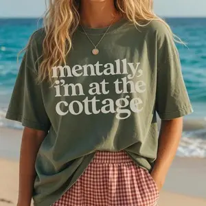 Comfort Colors Mentally I'm At the Cottage, Bookish Hockey Romance Boxy Crop Top, Heated Rivalry Reader Tee, BookTok Aesthetic Shirt, Cozy Romance Reader Gift Gift For Her, Cotton Fabric - Ahri Clothing