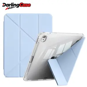 DarlingCase iPad Case with Pencil Holder Multi-Angle Stand Smart Cover with Auto Wake Sleep Clear Transparent Back Shell Shockproof Protective Case for iPad Mini 4 5 6 7 Air 1 2 3 4 5 6 7 Pro 11 12.9 13 iPad 9.7 10.2 10.5 10.9 11th Gen 2025