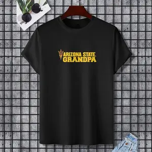 Arizona State University Sun Devils Grandpa T-Shirt, 100% Cotton, Single Side Printed, Black Short Sleeve T-shirt, Gift for Family Friends, S-XXXL, 1 pc, Fabric Weight 180g