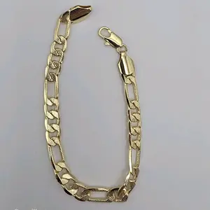 Bracelet figaro  new style gold-plated 8 "inches pulsera plain oro laminado