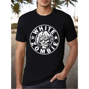 White Zombie LOGO V1T Shirt BLACK WHITE Rob Zombie