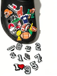 23pcs I Love Football Number Shoe Accessories, DIY Holey Shoes Button Sandals Decor, Kids and Adults, All Seasons, Cartoon Pattern