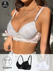 Sexy Lace Bras for Women Floral Embroidery Push Up Underwear Set Elegant Comfort Lingerie with Adjustable Straps for Daily Wear