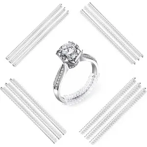 Ring Sizers for Loose Rings - 12 Pack, 4 Sizes - Adjustable Spiral Tightener for Loose , Clear Resizer Fit for Women's Rings