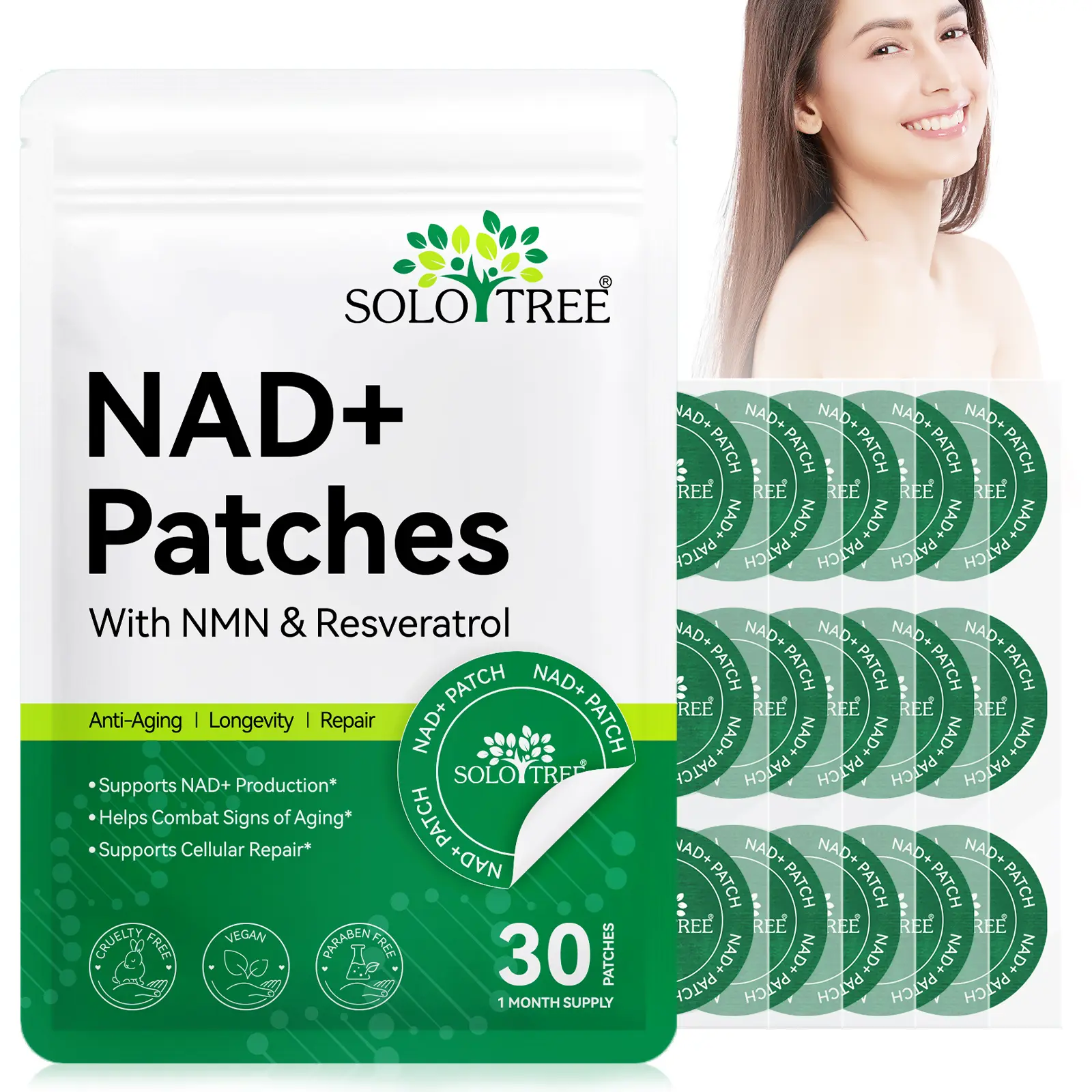 Skin Care Patch Set, Contains 5 Active Ingredients Including Nmn & Resveratrol, Ideal for Overwork Recovery, Daily Body Care, Unisex Design