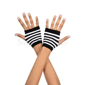 MUSIC LEGS BLACK & WHITE STRIPED GLOVES