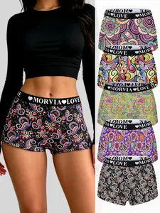 5-Pack Women's Paisley Pattern Underwear, Soft Comfortable Mid-Rise Seamless Boxer Shorts, No Roll Edges, All-Season Elastic  Waistlingerie & tiktok shop & fit inspo & tiktok shop deals & shein haul outfits & boxer & ootd & baddie