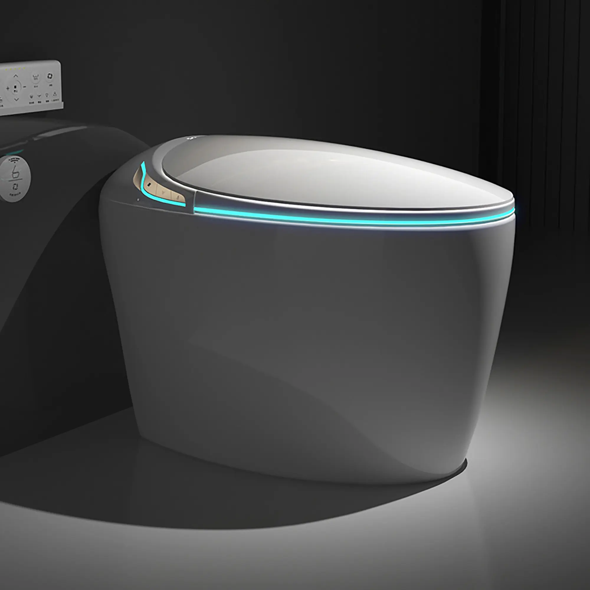Luxury Smart Toilet with Built-In Bidet - Elongated Toilet Seat, Ceramic Base, LCD Display, Warm Water Function, Dryer, Auto Flush, Dry Burn Protection, Safety Guarantee | Bathroom Home Improvement Upgrade