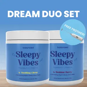 SLEEPY VIBES Complete Dream Duo Set Magnesium + L-Theanine, Melatonin Free Deep Sleep Blend, FREE Frother Healthcare Vitamin Dietary Supplements