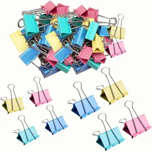 60 count Colored Binder Clips Paper Clamps Assorted Size Small, Medium, Large Binder Paper Clips