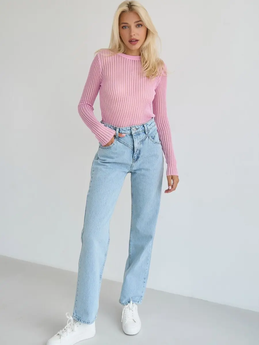 SOLMAR Light Blue Straight-Leg Jeans with Curly Coquettish Yoke
