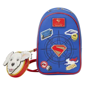 Loungefly DC Supergirl Krypto Sling Crossbody Bag with Kryptonian Crest Coin Bag