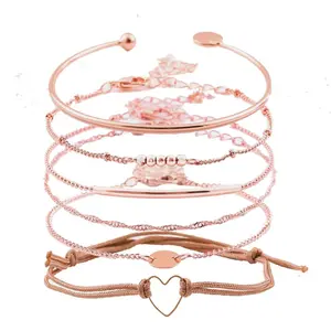 Layered Bracelet Set Assorted Beaded Multiple Stackable Wrap Adjustable Bangle Jewelry