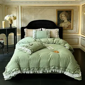 Double Layered Ruffle Bedspread Set, 2/3 Count, Smooth Zipper, Breathable Comfort, Bohemian Style, Perfect Gift, All Seasons