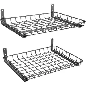 2-Pack 12x18 Inch Wall-Mounted Shelves, Garage Wall Shelf for Closet & Laundry Room, Heavy-Duty Floating Shelves Hold Up to 60 lbs(Black)