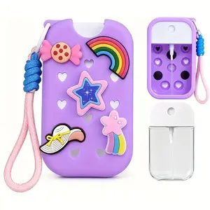 Reusable Spray Bottle 1.5 Oz (45 Ml) with Silicone Protective Cover, Keychain Loop, Travel Liquid Soap Dispenser, Compatible with 45 Ml Flat Spray Bottles