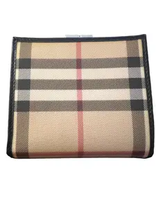 Pre-owned BURBERRY coated canvas Small Leather Goods House Check Kisslock Vintage Wallet