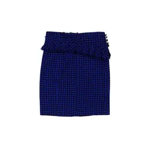 Nanette Lepore - Black & Blue Houndstooth Peplum Skirt Sz 10