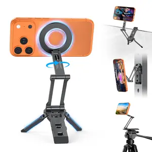 OMOTON TP06 Phone Holder for MagSafe Tripod Hook with Magnet Back & Arca-Swiss Base [Equipped Lanyard], 360°Rotating with 1/4" Screw, Magnetic Phone Tripod for iPhone 17/16 Pro Max Air Fits Vlog, Travel, Gym