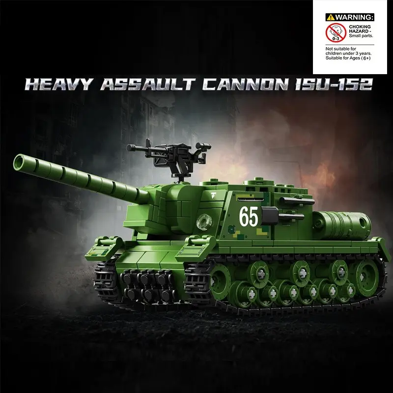 Isu-152 Heavy Assault Cannon Building Set, Building Blocks Model, Tank Assembly Model Stacking Toy for Boys, Birthday Gift, Collector's Item, Holiday Creative Decoration, Building Block Sets