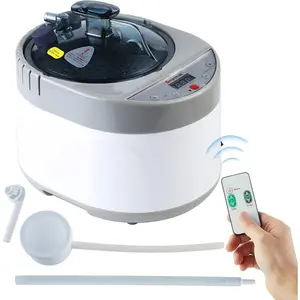 Sauna Steamer, Portable 4L Upgrated Steam Pot Generator with Remote Control,  Machine with Timer Display  Box for Steam Saunas, 110V  Plug- Grey