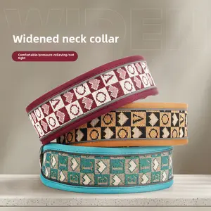 New Dog Collar Outdoor Reflective Collar for Medium and Large Dogs Vintage Style Breathable Pet Buckle Collar