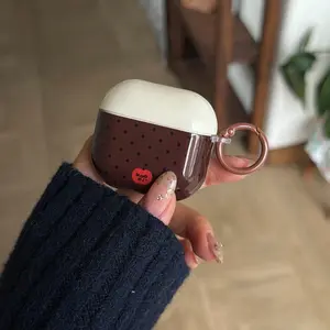 Bottom Polka Dot Heart + Ring Earphone Case for Apple AirPods Pro 3/2/4/3/2, Fashionable Women's Earphone Cover Protection