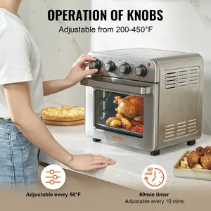 Spring new arrivals 7-IN-1 Air Fryer Toaster Oven, 18L Convection Oven, 1700W Stainless Steel Toaster Ovens Countertop Combo with Grill, Pizza Pan, Gloves, 6 Slices Toast, 10-inch Pizza, Home and Commercial Use