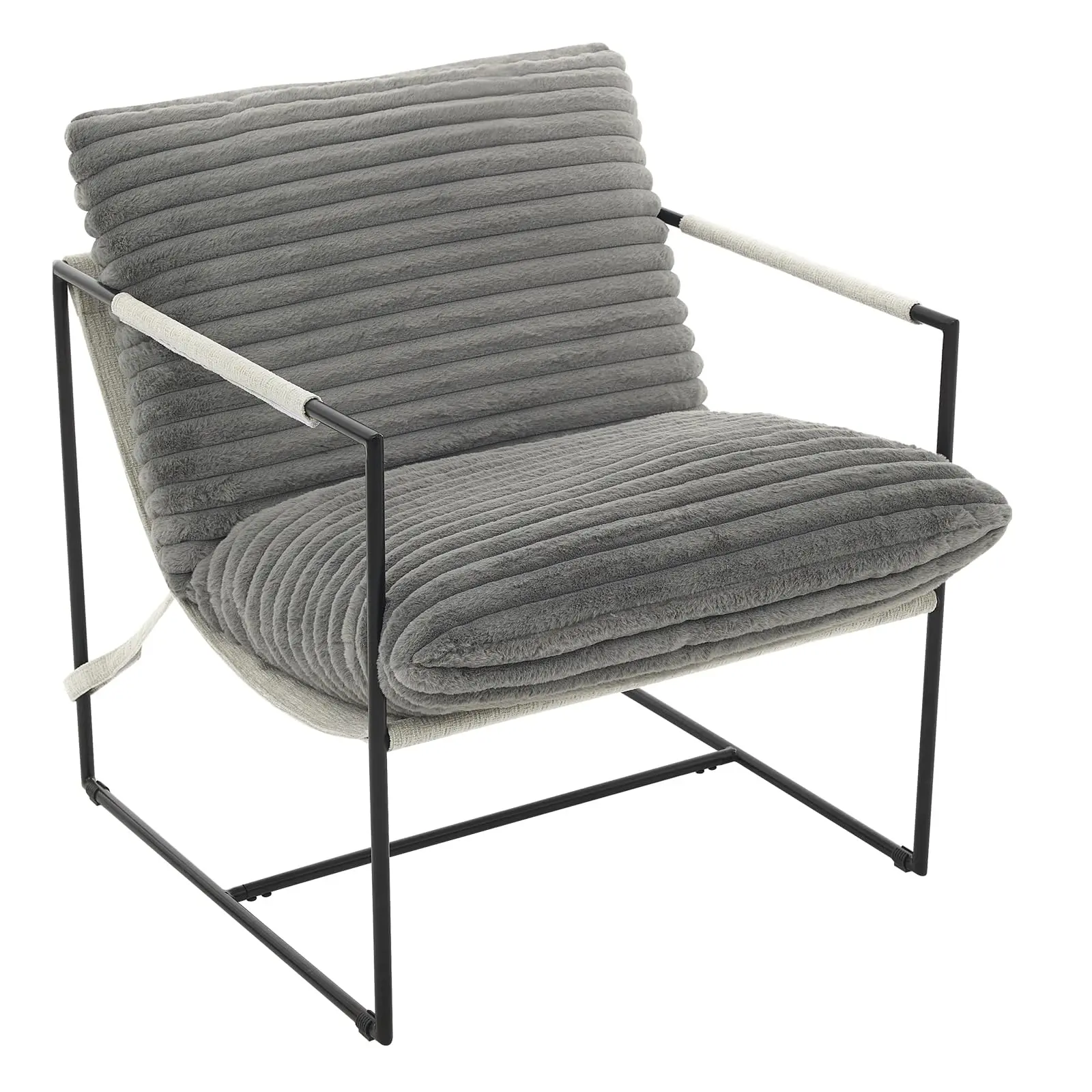 Modern Sling Accent Chair, Plush Shredded Foam Upholstery, Upholstered Comfy Lounge Chair, Ergonomic Lounge Armchair