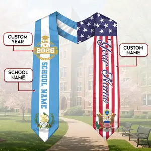 Personalized Guatemalan Graduation Sash 2026, Guatemala Graduation Stole Custom, Guatemalan American Flag Sash 2026