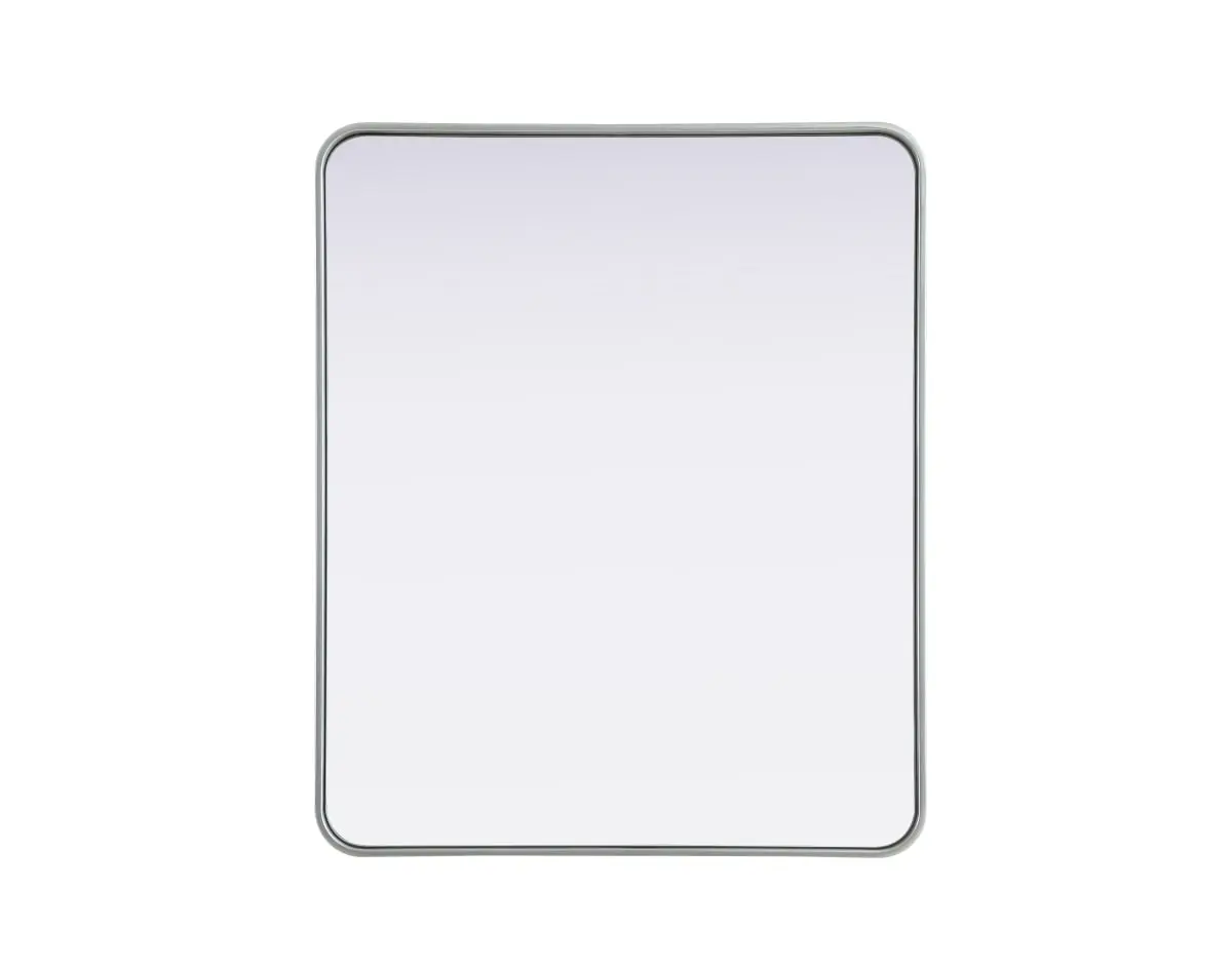 30x36 in. Silver Metal Frame Rectangle Mirror - 360 Stand, Smooth Glass, Rounded Corners, Wall Mounting, Elegant Contour, Horizontal/Vertical Use, Ideal for Bedroom Home Decor, Contour Series
